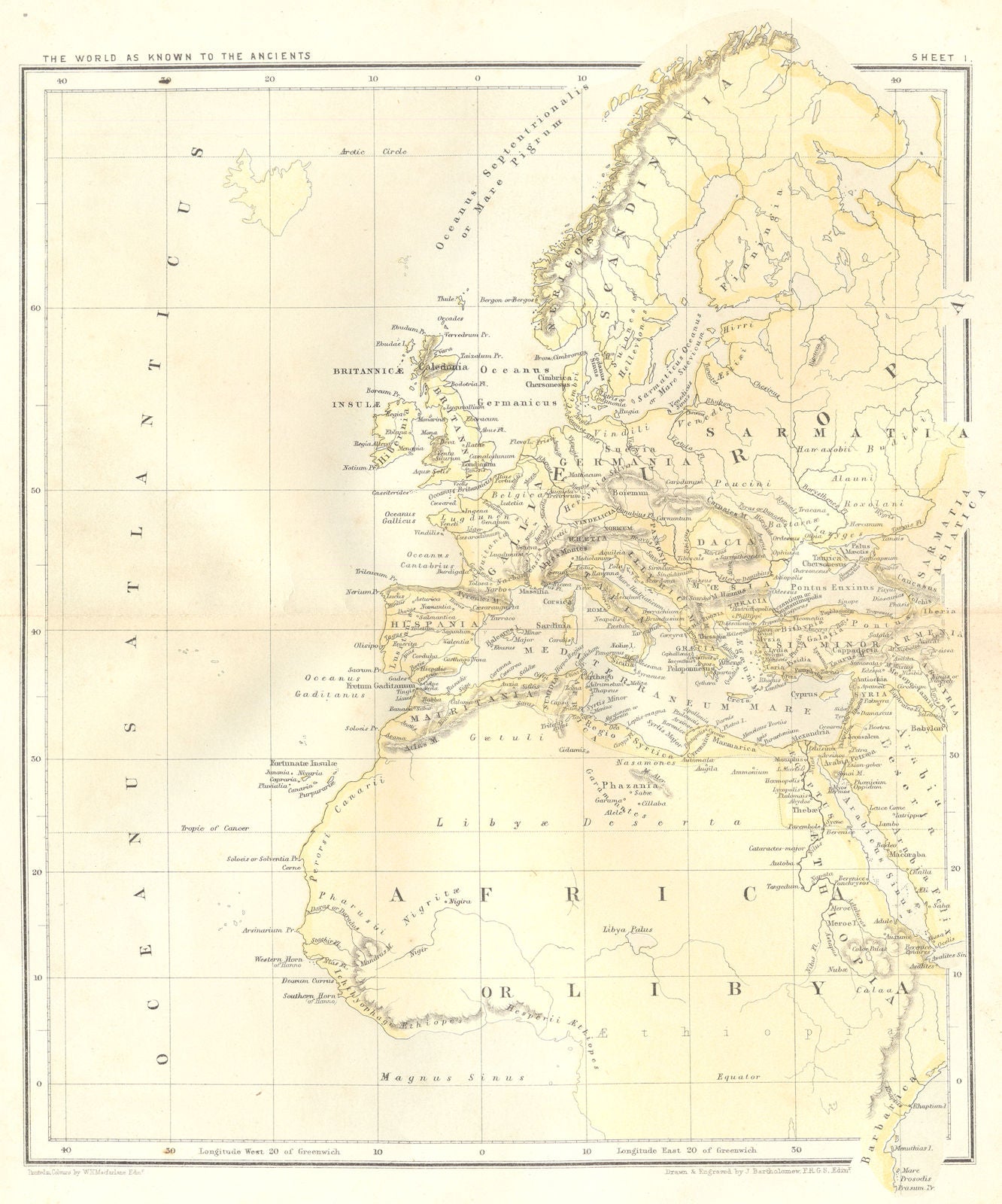EUROPA. Ancient World sheet 1.Sarmatia Africa Gallia Hispania Germania 1864 map